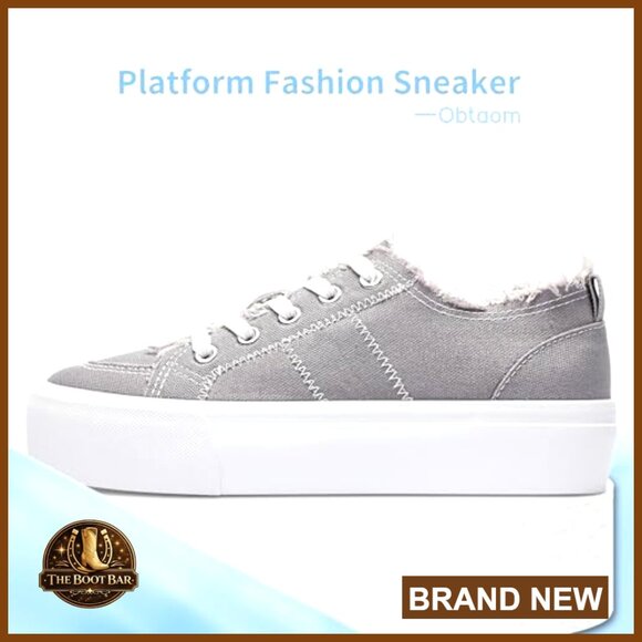 Women's Platform Canvas Sneakers, 1.5 Inch Lift, Lace-Up Low Top Walking Shoes - Picture 3 of 7